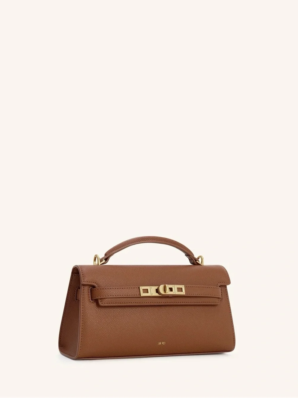 JW PEI Brown Leather Top-Handle Women's Bag with Gold Hardware